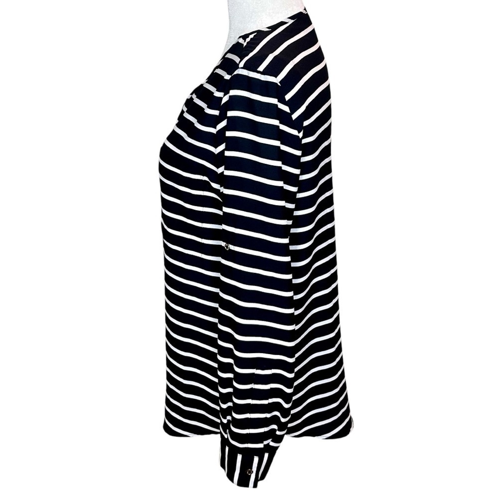Calvin Klein V Neck Long Sleeve Striped Blouse Size M - Picture 6 of 14